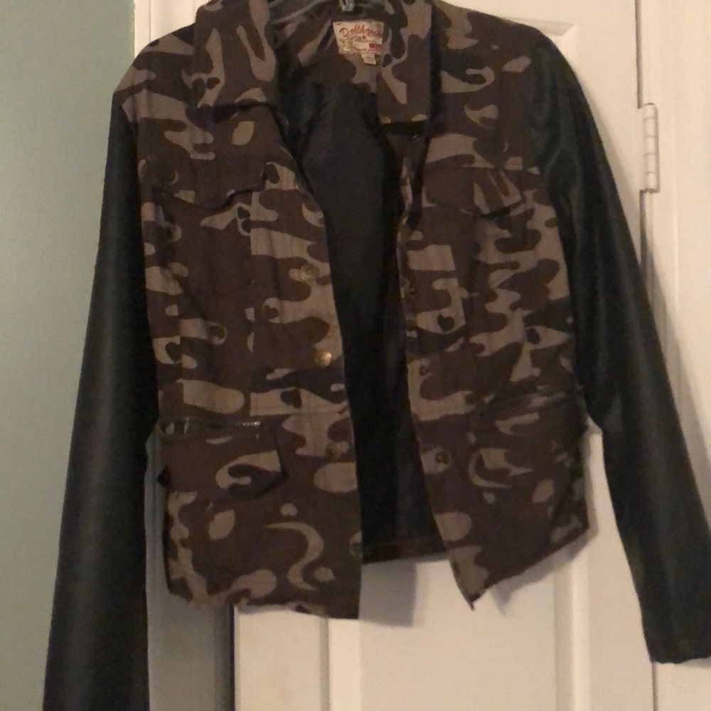 Camouflage/ Leather Jacket
